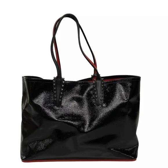 Auth CHRISTIAN LOUBOUTIN Cabata Small - Black Red Patent Leather Leather - Picture 1 of 15